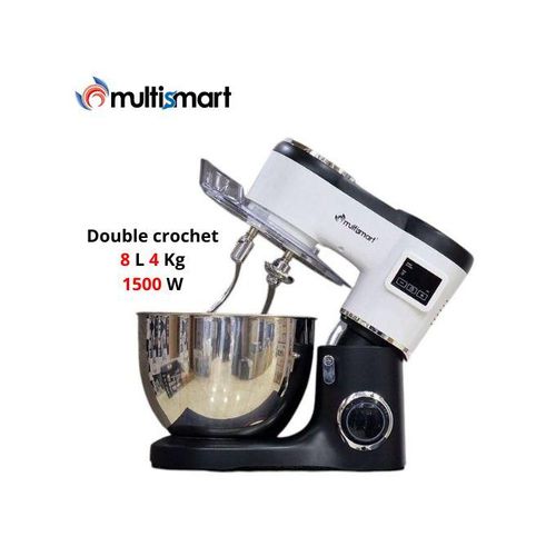 Multismart Robot Pétrin Double Crochet 1500W 8L 4Kg - Noir/Blanc MS-SM2408