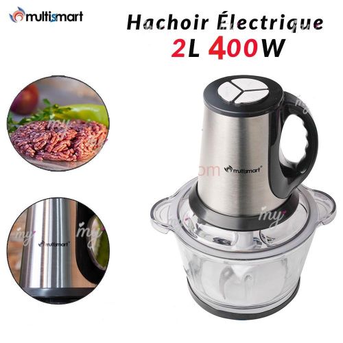 Multismart Hachoir Électrique 4 Lames Avec Un Bol En Verre MS-FC2231