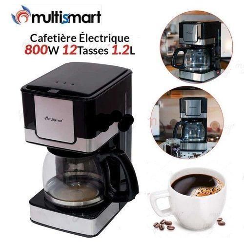 Multismart Cafetière Électrique 800W 12Tasses 1.2L Avec Plaque Chauffante Et Filtre Permanent