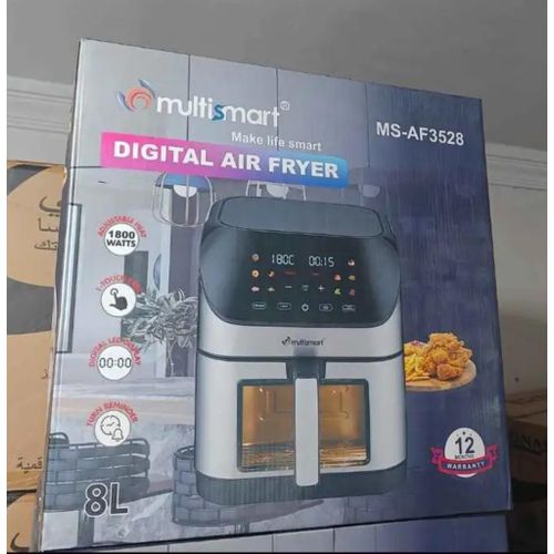 Multismart MS-AF3528 Friteuse Numérique Sans Huile 8L XL- programmes-Ecran tactile LED 1800W Avec Fenêtre Visible – Image 4