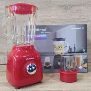 Multismart MS-BD5215 Blender 1.5L et broyeur à café 2EN1 Tasses En Verre - 400W - Rouge