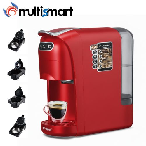 Multismart Machine à Café Cafetière 4 EN 1 - 1400 W 20 Bars Poudre Et Capsule - MS-CF2102 Rouge
