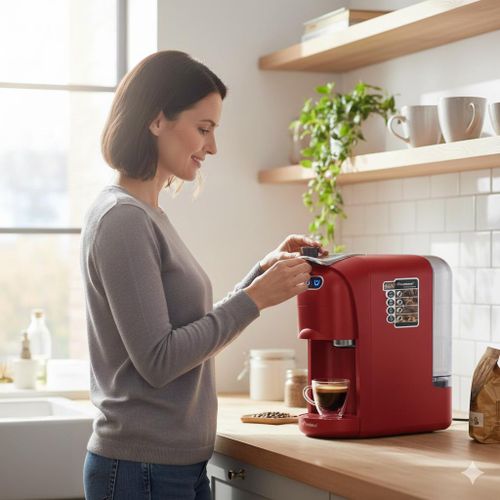 Multismart Machine à Café Cafetière 4 EN 1 - 1400 W 20 Bars Poudre Et Capsule - MS-CF2102 Rouge – Image 2