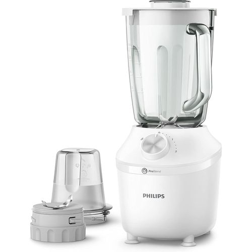 Philips 3000 Series Blender - 600W, 2L Capacity, Glass Jar, ProBlend System, 2 Speed Setting + Pluse - HR2291/20 White – Image 2