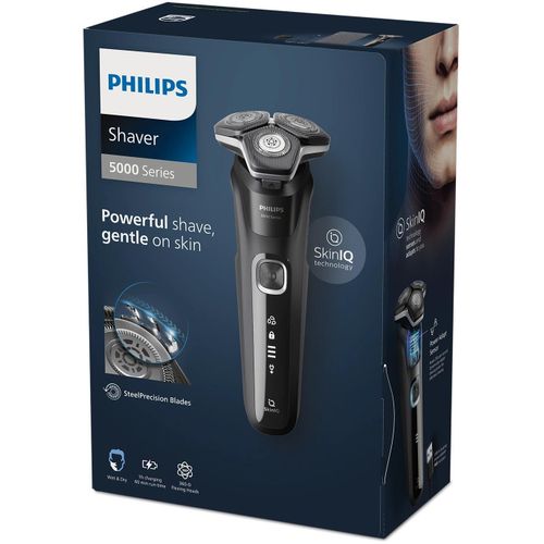Philips Rasoir électrique Série 5000 Wet & Dry, station de nettoyage, coffret de voyage et cartouche Quick Clean S5898