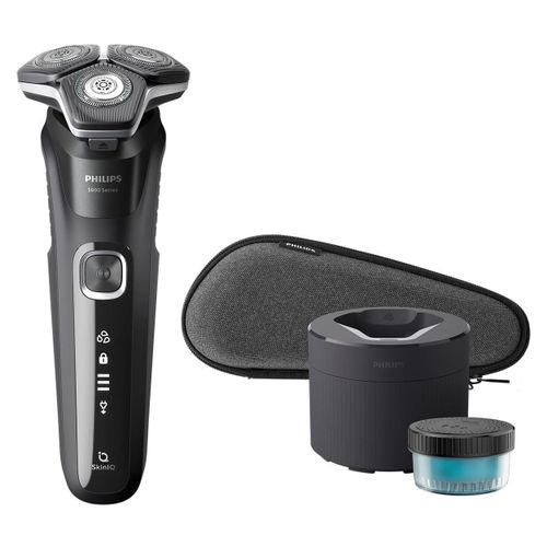 Philips Rasoir électrique Série 5000 Wet & Dry, station de nettoyage, coffret de voyage et cartouche Quick Clean S5898 – Image 2