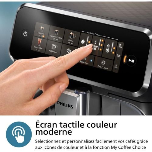 Philips Machine à Expresso Entièrement Automatique Séries 3300-6 Boissons, Écran tactile couleur moderne, LatteGo, SilentBrew, Chrome Noir – Image 4