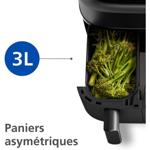Philips Friteuse Airfryer Série 3000 - Air Fryer Double Panier, 9L, Technologie RapidAir, jusqu'à 90% de matières grasses en moins, Economies d'énergie, Application HomeID, coloris Noir - NA350/00 – Image 6