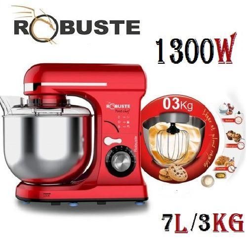 Robuste Robot pétrin fast chef, Bol En Inox, 1300W, 7L, rouge