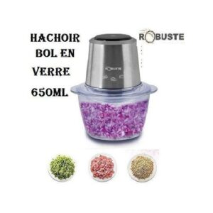 Robuste Hachoir Bol en verre 400W- 650mll -MH400-Argent