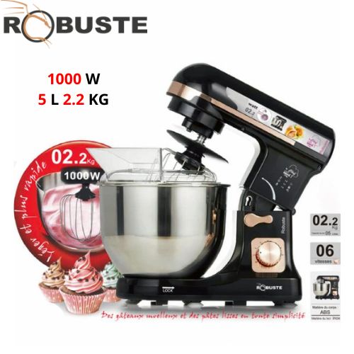 Robuste Robot Pétrin - 1000 W 5 L 2.2 KG - Noir