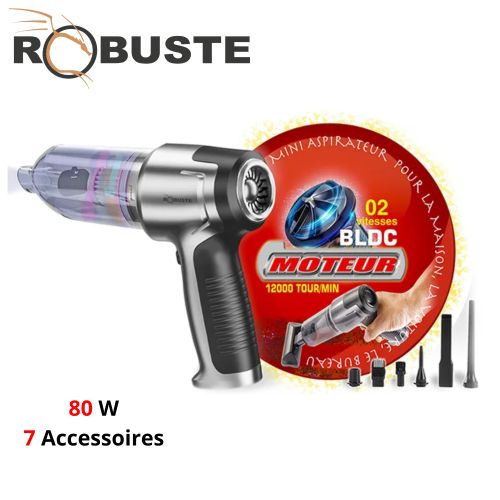 Robuste Aspirateur Souffleur Sans Fil Rechargeable 7 Accessoires 80 W Filtre Lavable - AM 80