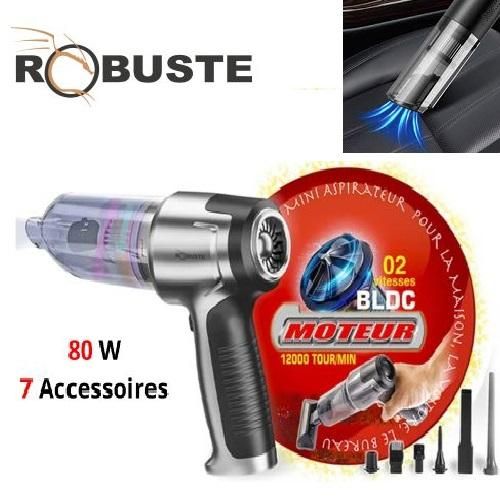 Robuste Aspirateur Souffleur Sans Fil Rechargeable 7 Accessoires 80 W Filtre Lavable - AM 80 - Noir/Argent – Image 2