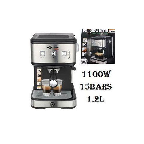Robuste MOKA Machine a cafe a bras -15 bar-1.2L-1100W- Noir -Argent