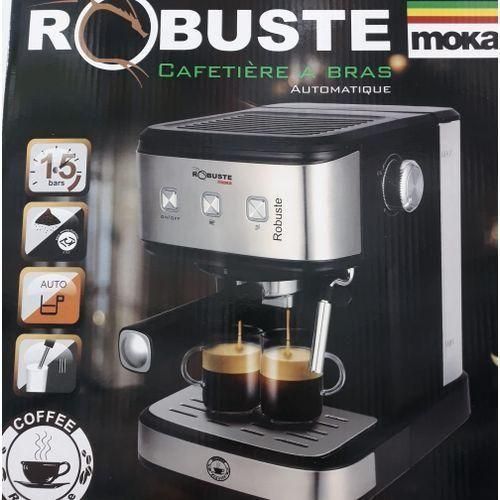 Robuste MOKA Machine a cafe a bras -15 bar-1.2L-1100W- Noir -Argent – Image 2