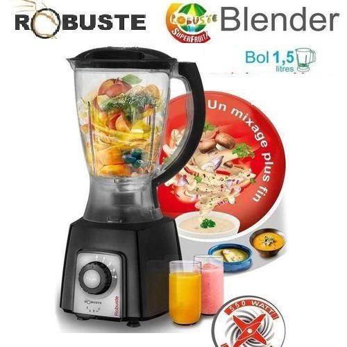 Robuste Blender Mixeur Electrique, Multifonction - 500W - 1.5L Lame en Acier Inoxydable -BH500- Noir – Image 2