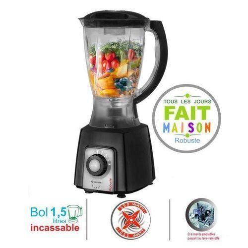 Robuste Blender Mixeur Electrique, Multifonction - 500W - 1.5L Lame en Acier Inoxydable -BH500- Noir – Image 4