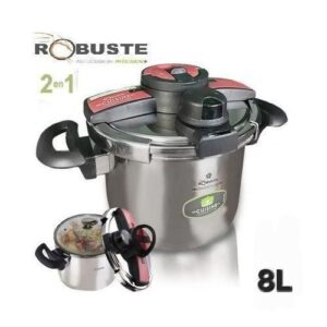 Robuste Cocotte Minute - Marmite 2En1 - 8 L - Inox