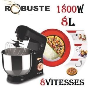 Robuste Pétrin 8 vitesses 8 Litres- 3 KG- 1800W - Pro max- Noir