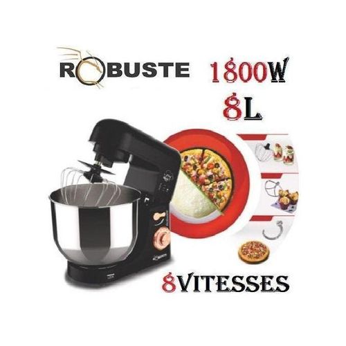 Robuste Pétrin 8 vitesses 8 Litres 3 KG 1800W - Promax Double crochets Noir