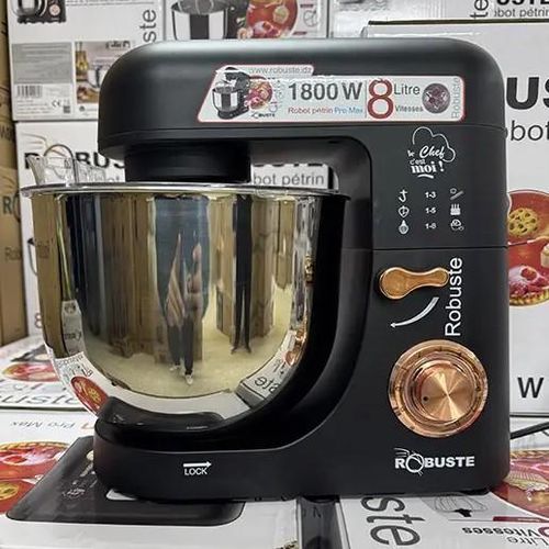 Robuste Robot Pétrin Pâtissier Double Crochet 1800W 8L 8 Vitesses Multifonctions avec Bol En Inox - Pro Max Noir – Image 2