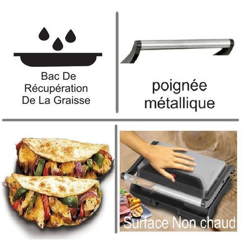 Robuste Panineuse Et Grill Viande Barbecue 900 W – Image 3