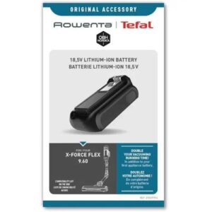 Rowenta Batterie pour aspirateur 9.60 Lithium-ION 18,5 V 45 Minutes d'expérience d'aspiration Plus Longue Compatible avec X-Force Flex -Noir