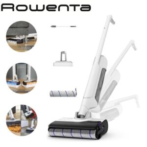 Rowenta Aspirateur Balai Laveur Sans Fil Sec Et Humide - 180° Auto-Nettoyage et séchage - X-Clean 10 GZ7035WO