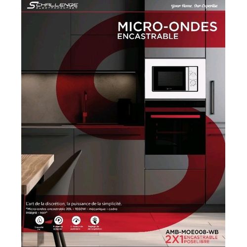 SCHALLENGE Micro-onde 20 L 2-en-1 encastrable / pose libre