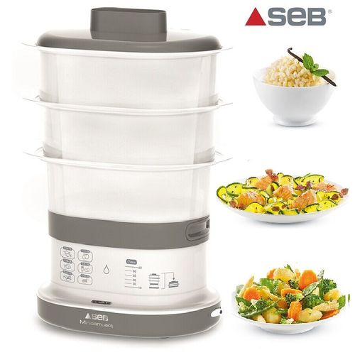 Seb Cuiseur Vapeur Mini Compact- Vc130B00- Blanc/ Gris