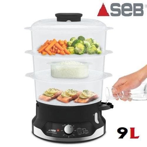 Seb Cuiseur vapeur Ultracompact 3 bols -9 L-800W-VC204800-Noir