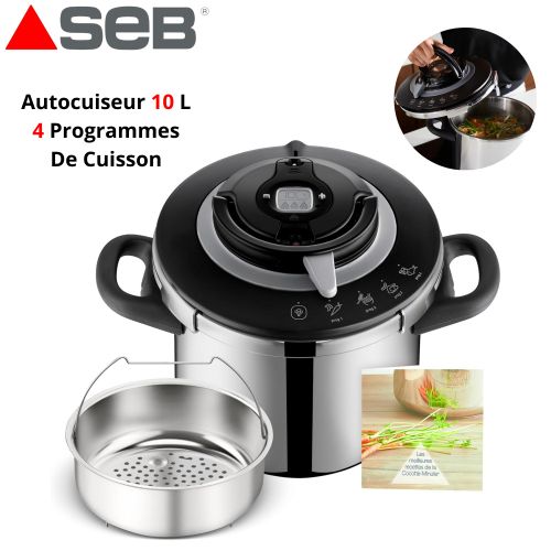 Seb Cocotte Minute Autocuiseur 10L 4 Programmes De Cuisson - Induction - Clipso+ Chef P4551500