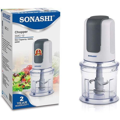 Sonashi Mini Hachoir À Double Lame - Smc-12 - 500 Ml - 500 W - Blanc/gris – Image 4