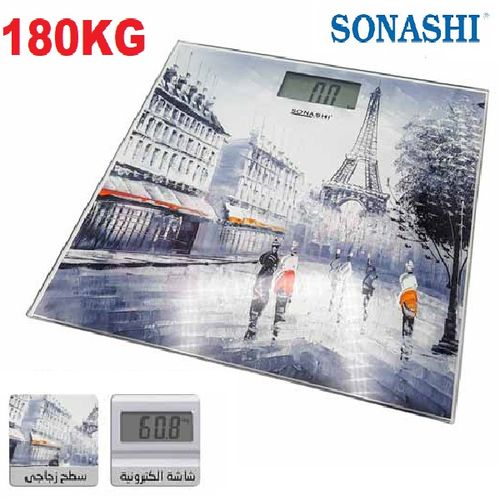 Sonashi Pèse-personne électronique 180KG en verre trempé avec écran LCD - SSC-2230