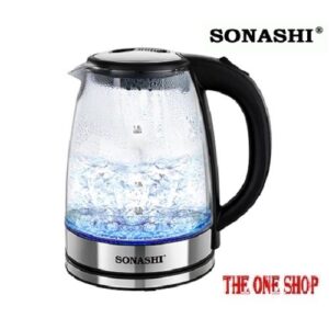 Sonashi Bouilloire En Verre De 1,8 Litre SKT-1809-Blanc-Inox