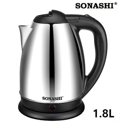 Sonashi Bouilloire Sans Fil En Acier Inoxydable 1,8 Litre 2200W-SKT-1804-noir/Inox
