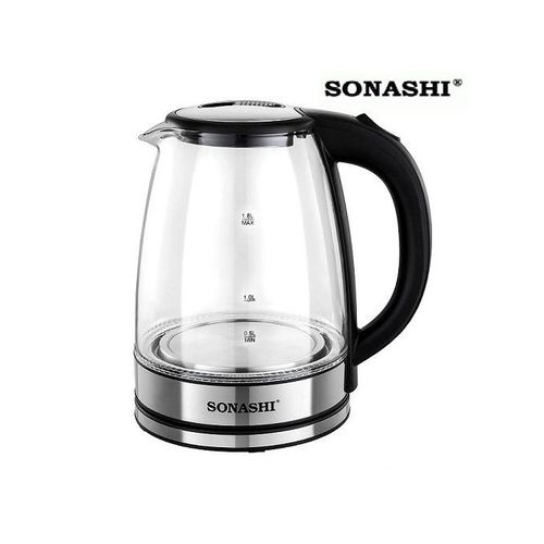 Sonashi Bouilloire En Verre De 1,8 Litre SKT-1809-Blanc-Inox 1500 W