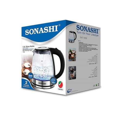Sonashi Bouilloire En Verre De 1,8 Litre SKT-1809-Blanc-Inox 1500 W – Image 2