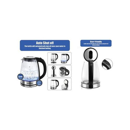Sonashi Bouilloire En Verre De 1,8 Litre SKT-1809-Blanc-Inox 1500 W – Image 3