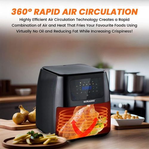 Sonashi Friteuse sans huile électrique 8L, avec écran tactile à LED et contrôle de température, poêle en téflon 1700W - SAF-800 – Image 3
