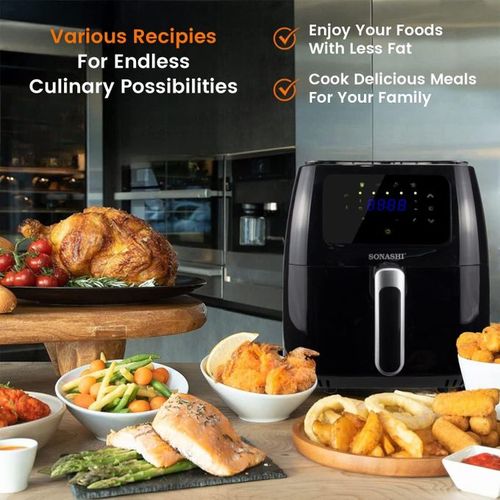 Sonashi Friteuse sans huile électrique 8L, avec écran tactile à LED et contrôle de température, poêle en téflon 1700W - SAF-800 – Image 4