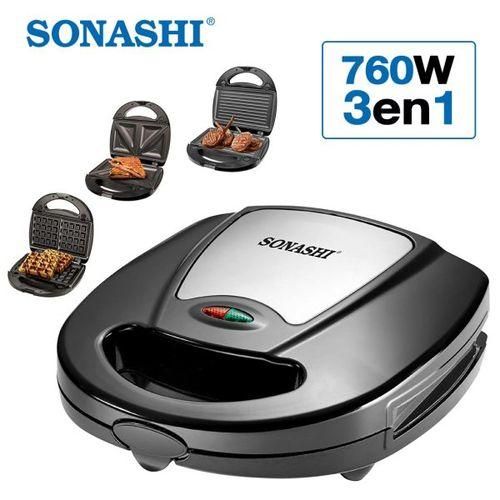 Sonashi Panineuse Multi Gril 760W 3 En 1 Et Machine A Collations Multiples Ssm-861