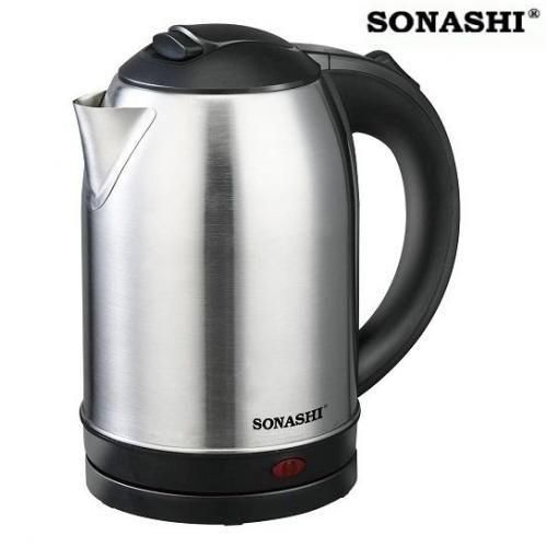 Sonashi Bouilloire Sans Fil En Acier Inoxydable 1,8 Litre -SKT-1813 Noir/Inox