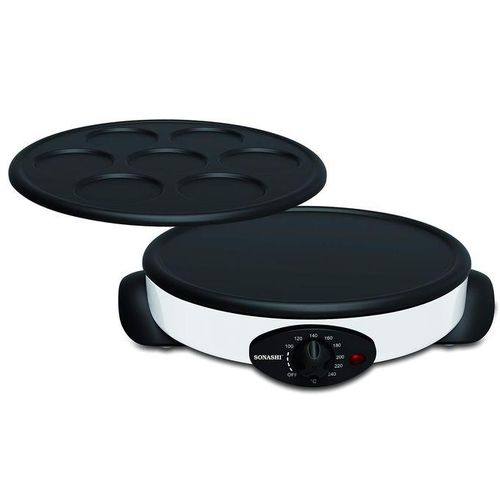 Sonashi Crêpière & Pancakes Electrique - 2 En 1 Scrm-865- 1500 W - Blanc