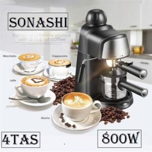 Sonashi Cafetière Espresso- 3.5 Bars-800 Watts -SCM-4977-Noir/Argent