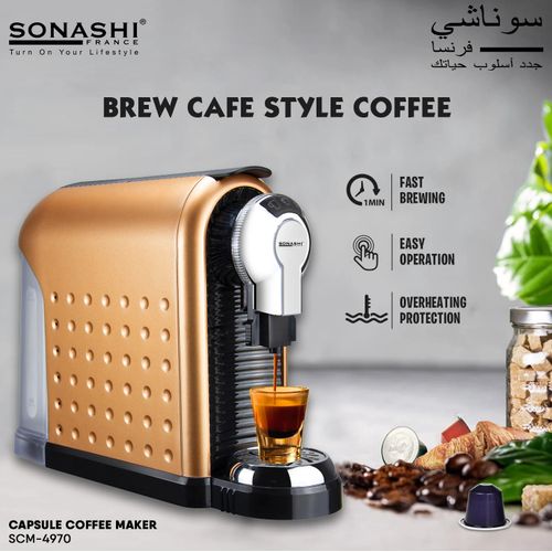Sonashi Cafetière à Capsules Nespresso 1260Watts 800 ML SCM-4970 - Rouge – Image 4