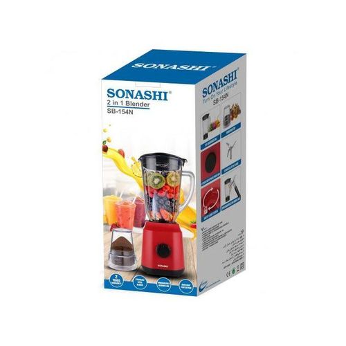 Sonashi Blender 1,8 Litres + Moulin A Café - 2 En 1 - Rouge SB-154N
