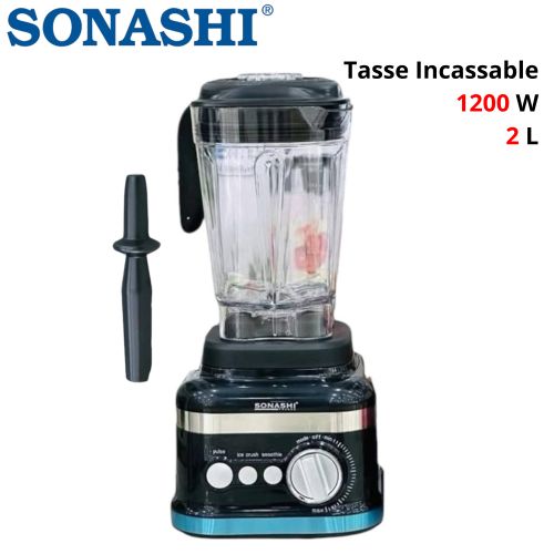 Sonashi Blender Mixeur Incassable - 1200 W 2 L Ice Crush - SB-207 Noir
