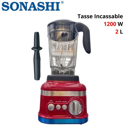 Sonashi Blender Mixeur Incassable - 1200 W 2 L Ice Crush - SB-207 Rouge