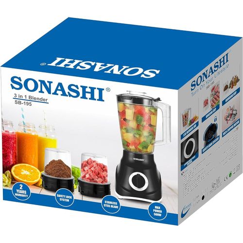 Sonashi Mixeur-broyeur 3 en 1 1,5 L 600 W SB-195 Noir